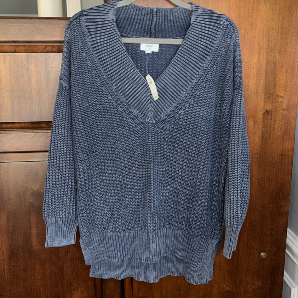 NWT Aerie Chunky Ribbed Oversized V-Neck Sweater - Picture 3 of 8